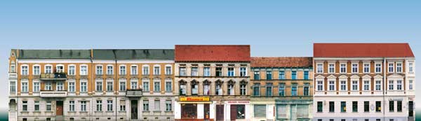 Low relief background buildings. Set of 5 house facades (paper model)<br /><a href='images/pictures/Auhagen/42504.jpg' target='_blank'>Full size image</a>